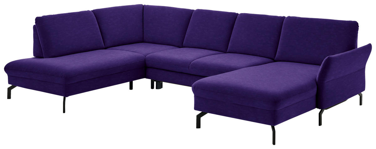 WOHNLANDSCHAFT in Velours Lila, Violett  - Lila/Violett, Design, Textil/Metall (220/335/179cm) - Beldomo System
