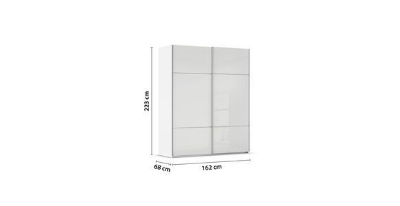 SCHWEBETÜRENSCHRANK 162/223/68 cm 2-türig Weiß - Alufarben/Weiß, KONVENTIONELL, Glas/Holzwerkstoff (162/223/68cm) - Novel