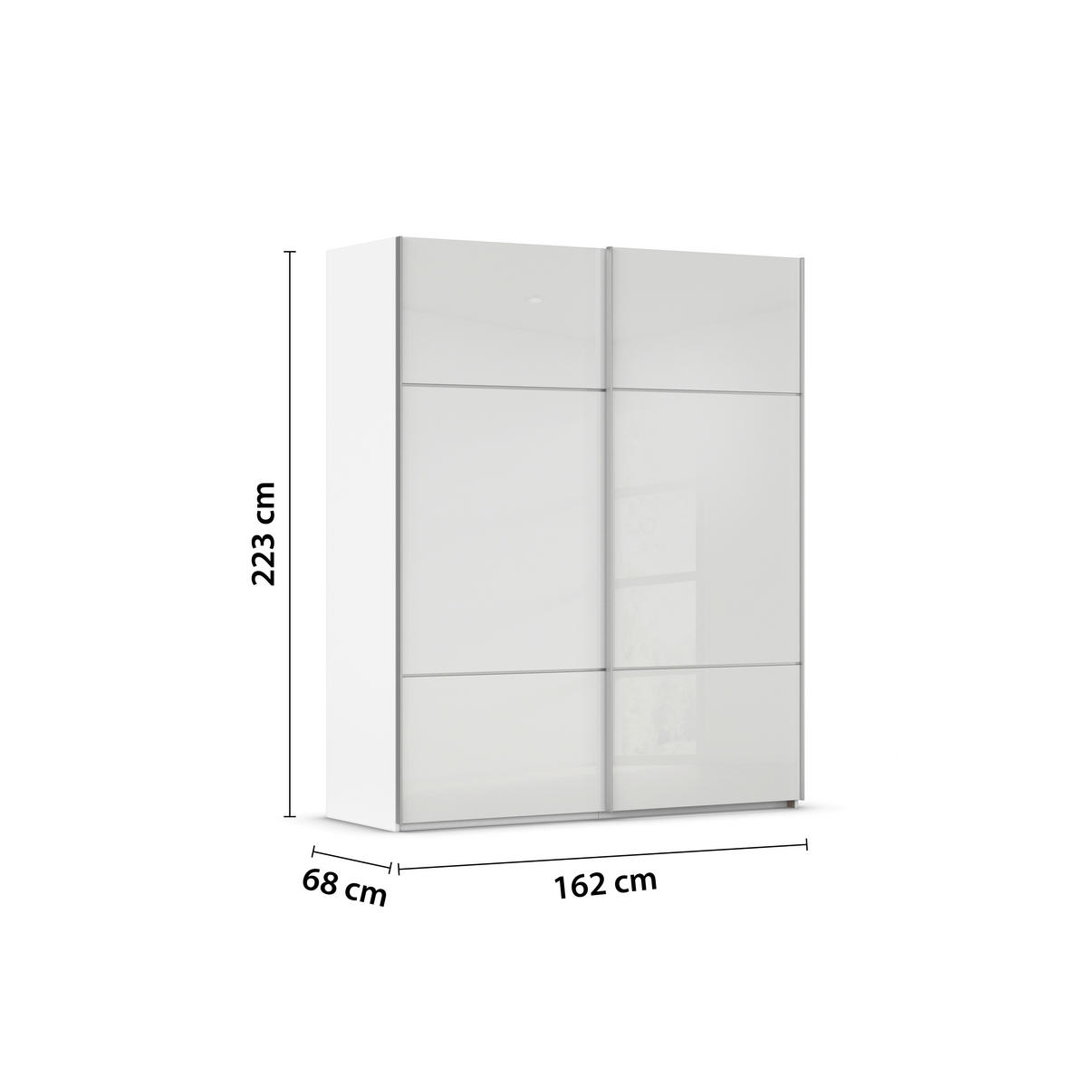 SCHWEBETÜRENSCHRANK in Weiss  - Weiss/Alufarben, Konventionell, Glas/Holzwerkstoff (162/223/68cm) - Novel