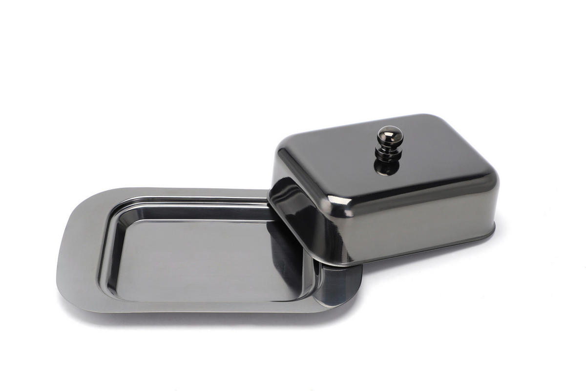 BUTTERDOSE Metall  - Schwarz Hochglanz, Basics, Metall (18,5/12,2/7,0cm) - Echtwerk