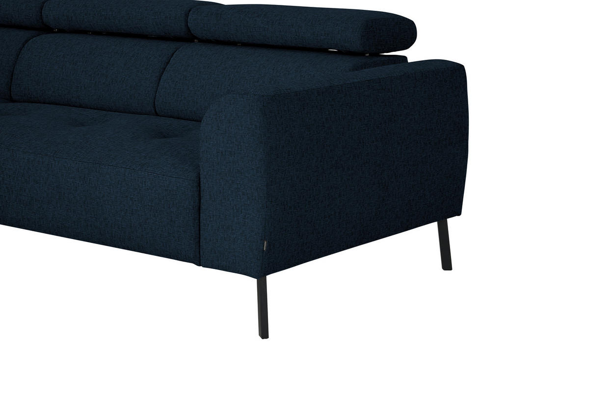 ECKSOFA in Chenille Dunkelblau  205/280 cm  - Schwarz/Dunkelblau, Design, Textil/Metall (205/280cm) - Xora