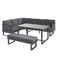 DINING-LOUNGESET 190/240 cm Aluminium  - Anthrazit, MODERN, Glas/Kunststoff (190/240cm) - Ambia Garden