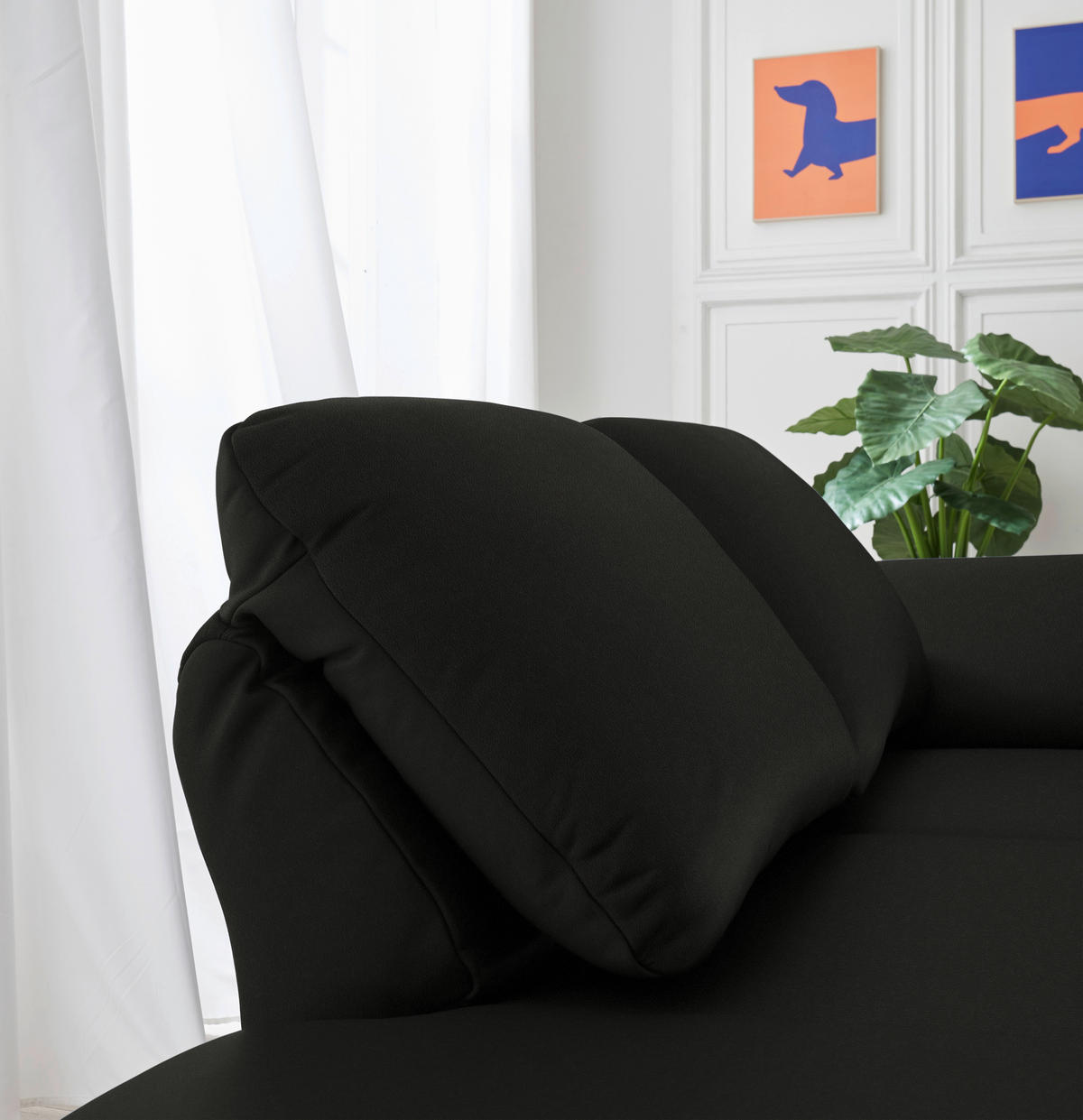 RÉCAMIERE in Echtleder Schwarz  - Chromfarben/Schwarz, Design, Leder/Metall (209/85-109/95-16cm) - Dieter Knoll