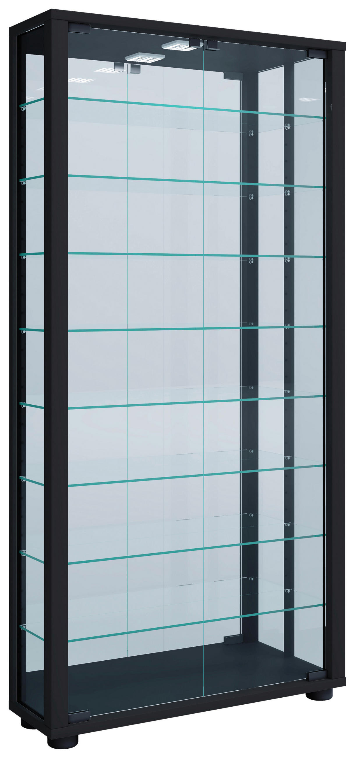 VITRINSKÅP  i svart  - svart, Modern, trämaterial/glas (59/114,8/18cm) - MID.YOU