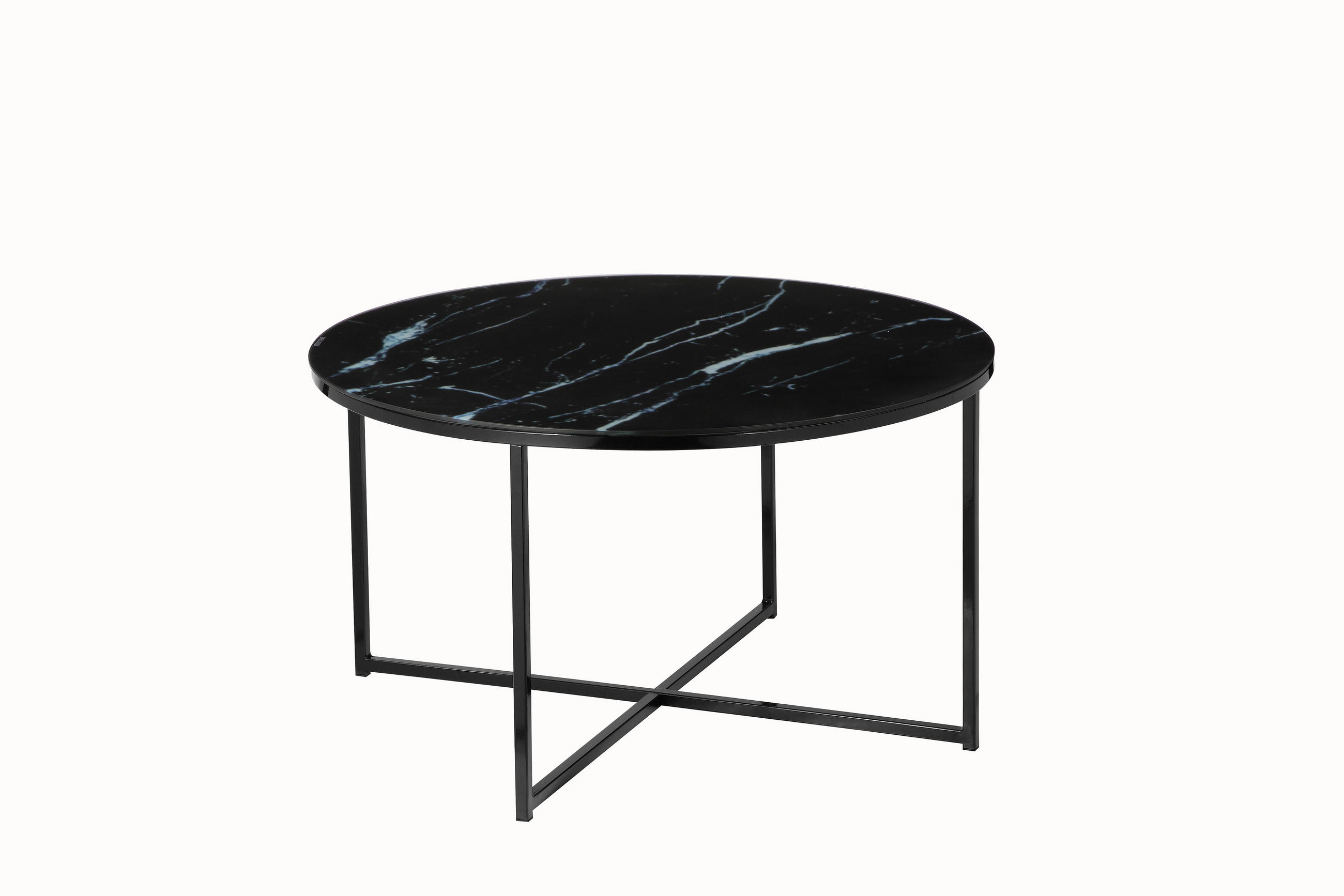 COUCHTISCH 80/80/45 cm rund Schwarz  - Schwarz, Design, Glas/Metall (80/80/45cm) - Livetastic