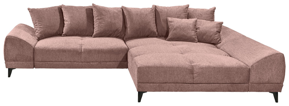 HÖRNSOFFA i vävt tyg ljusrosa  - ljusrosa/svart, Klassisk, textil/plast (310/185cm) - MID.YOU