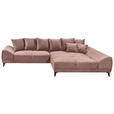 ECKSOFA in Webstoff Hellrosa  - Hellrosa/Schwarz, KONVENTIONELL, Kunststoff/Textil (310/185cm) - Carryhome