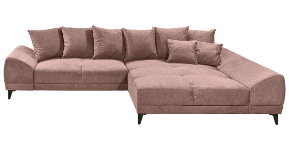 ECKSOFA in Webstoff Hellrosa  - Hellrosa/Schwarz, KONVENTIONELL, Kunststoff/Textil (310/185cm) - Carryhome