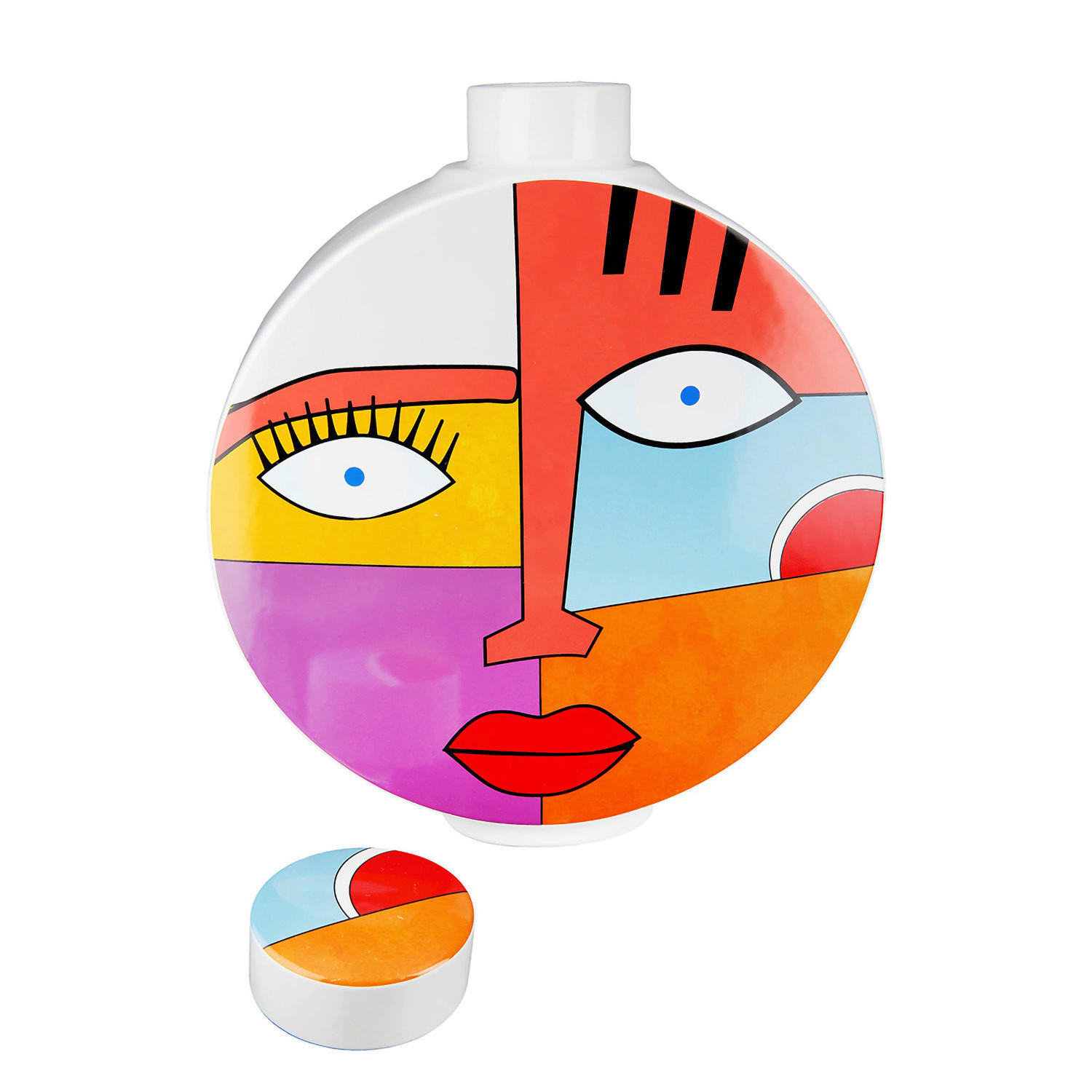 VASE Grafic Face  - Multicolor, Basics, Keramik (24/29,5/7,5cm)