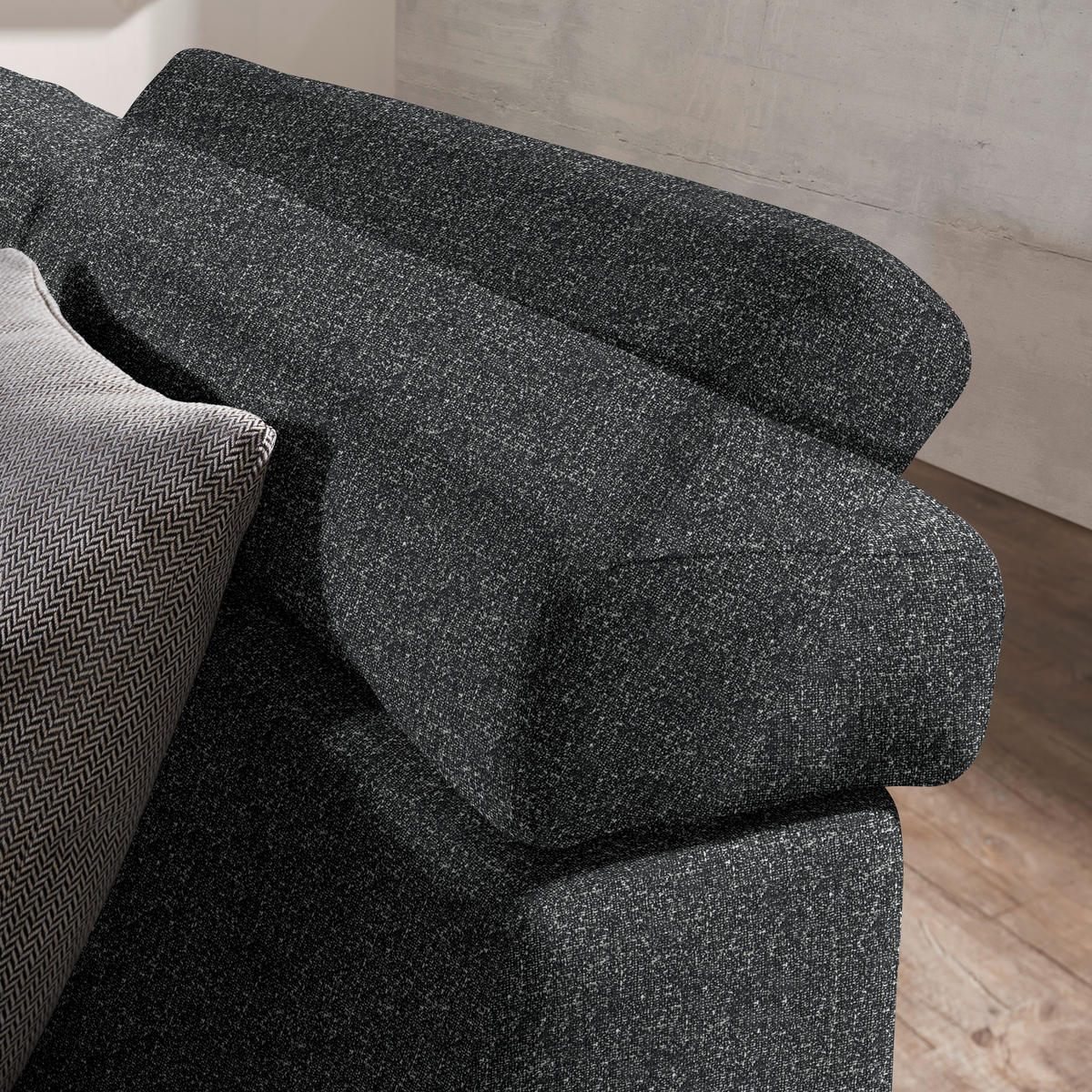 ECKSOFA  in Mikrovelours Anthrazit  205/288 cm  - Anthrazit/Alufarben, Design, Textil (205/288cm) - Sedda