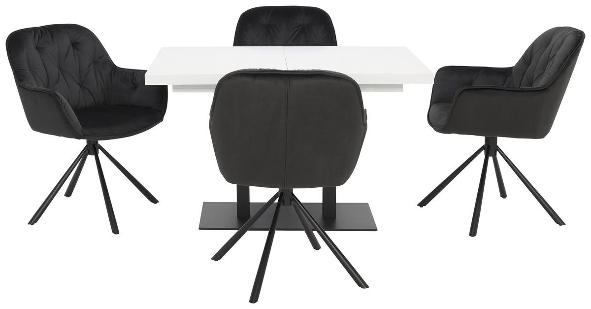 JEDILNA MIZA, črna, bela  - črna/bela, Moderno, kovina/leseni material (120/80/75cm) - MID.YOU