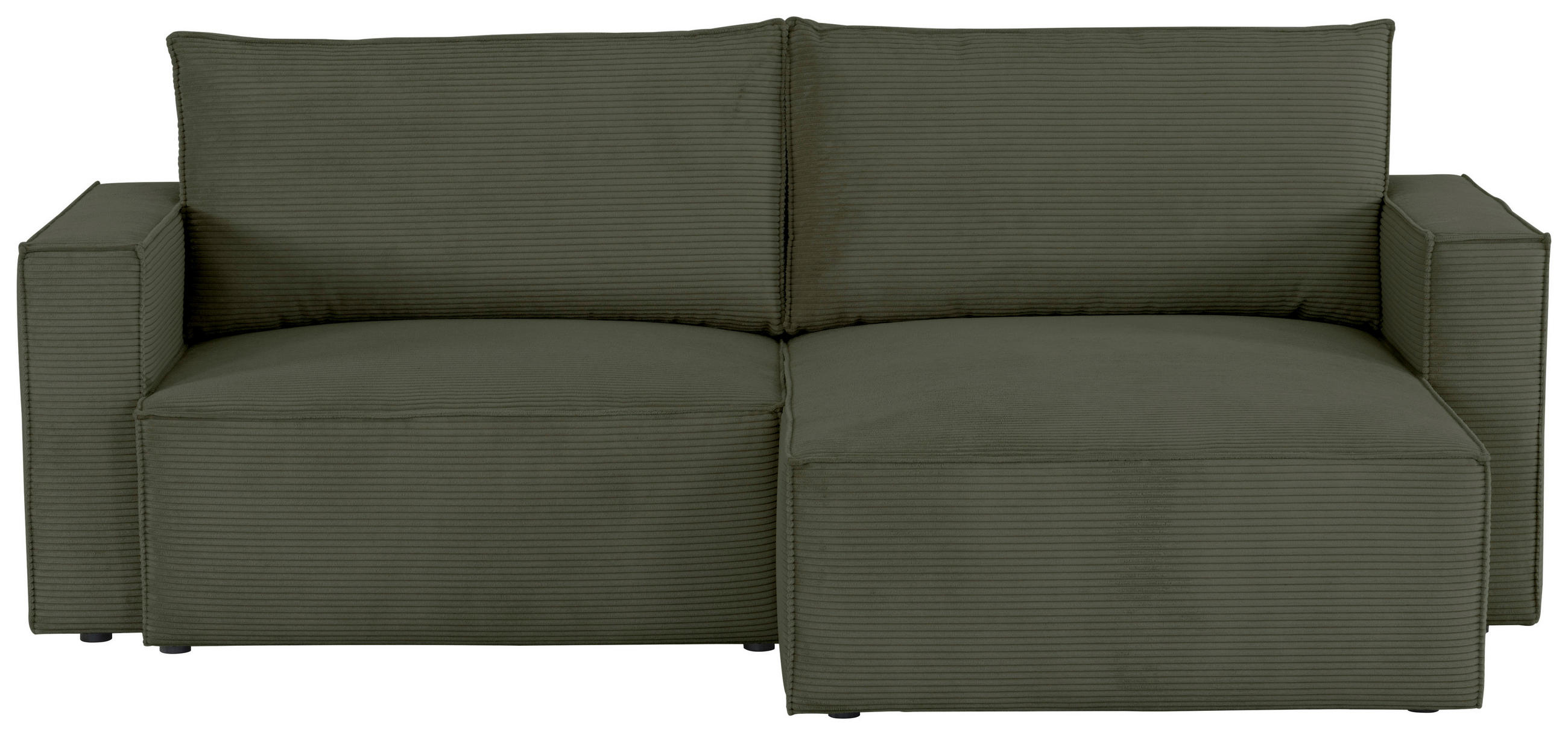 ECKSOFA Olivgrün Feincord  - Schwarz/Olivgrün, KONVENTIONELL, Kunststoff/Textil (242/151cm) - Carryhome