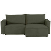 ECKSOFA in Feincord Olivgrün  - Schwarz/Olivgrün, Konventionell, Kunststoff/Textil (242/151cm) - Carryhome