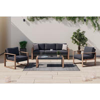 LOUNGE GARNITURA   metal, staklo, tekstil  siva, prirodne boje    - siva/prirodne boje, Moderno, staklo/metal (202.8/72/78cm) - Ambia Garden