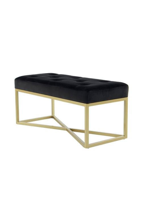 HOCKERBANK Schwarz, Goldfarben  - Goldfarben/Schwarz, Basics, Kunststoff/Textil (40/90/40cm) - Kayoom