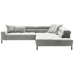 ECKSOFA in Cord Hellgrau  311/219 cm  - Hellgrau/Schwarz, KONVENTIONELL, Textil/Metall (311/219cm) - Hom`in