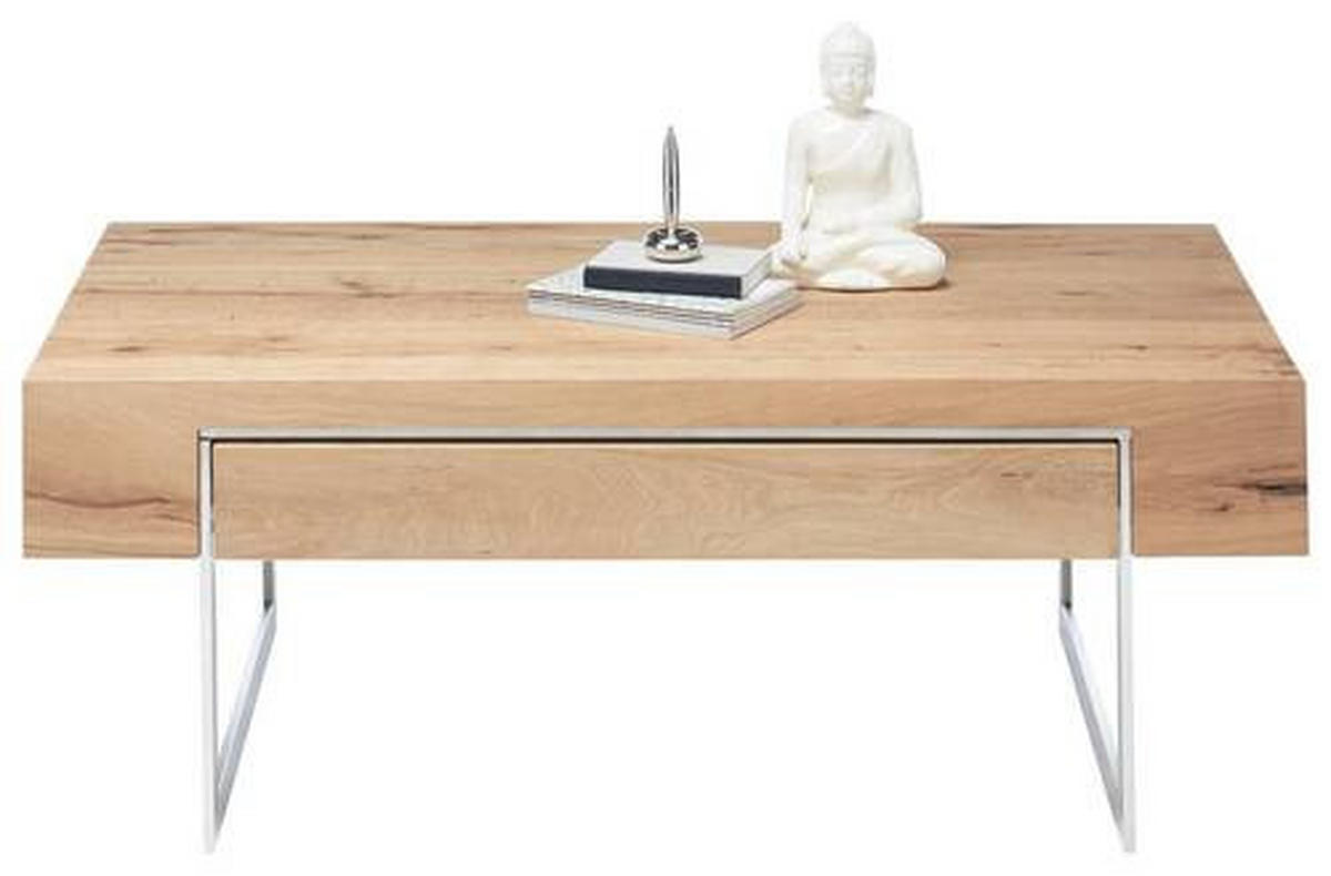 KLUB STOČIĆ 110/40/60 cm  boja hrasta, boja nerđajućeg čelika  - boja hrasta/boja nerđajućeg čelika, Dizajnerski, drvo/metal (110/40/60cm) - Valnatura