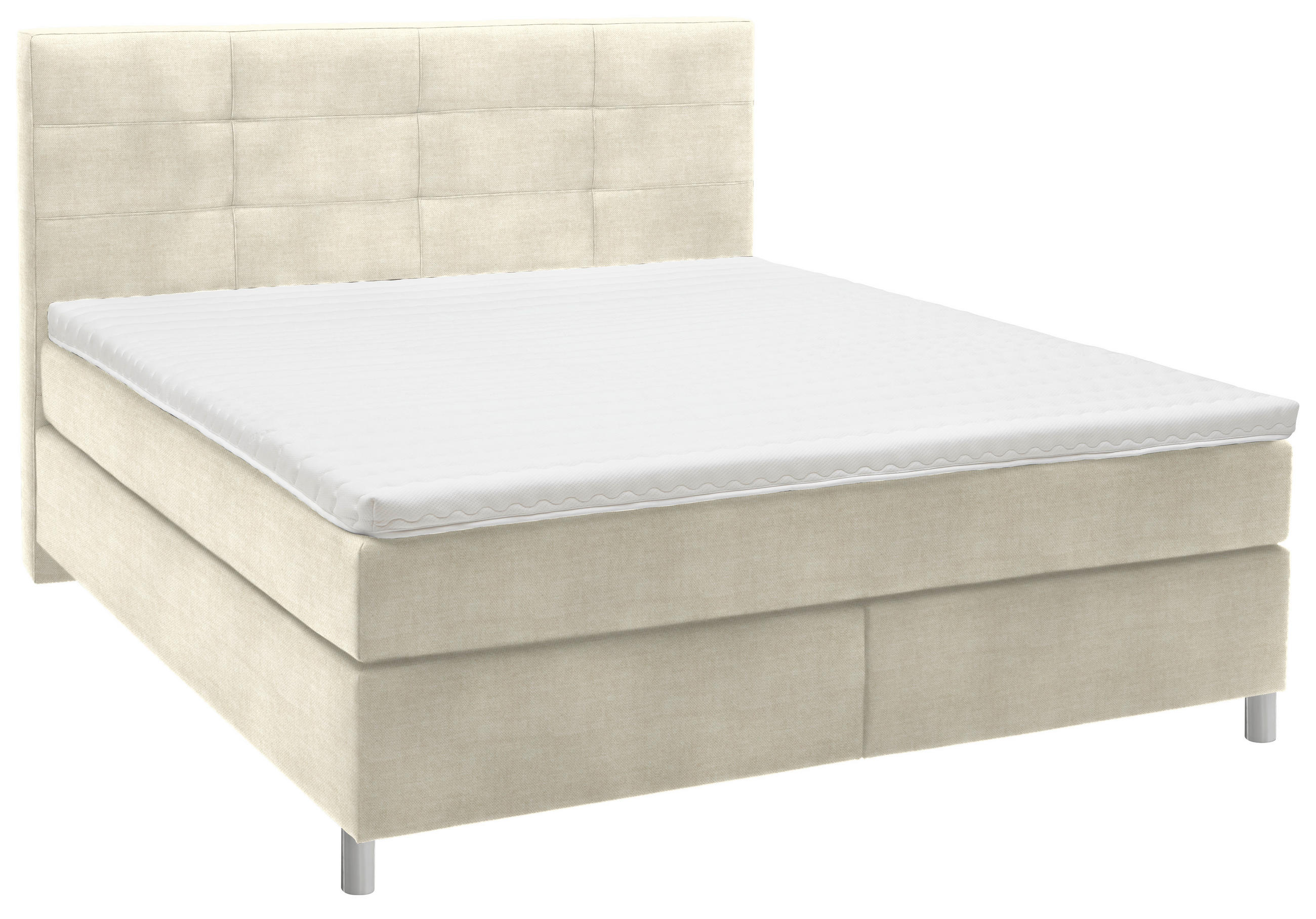BOXSPRINGBETT 160/200 cm  in Creme  - Chromfarben/Creme, Konventionell, Kunststoff/Textil (160/200cm) - Voleo