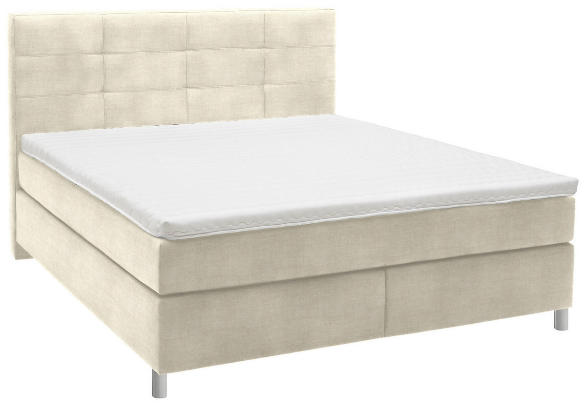 BOXSPRINGBETT 160/200 cm  in Creme  - Chromfarben/Creme, Konventionell, Kunststoff/Textil (160/200cm) - Voleo