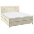 BOXSPRINGBETT 160/200 cm  in Creme  - Chromfarben/Creme, KONVENTIONELL, Kunststoff/Textil (160/200cm) - Voleo