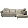 ECKSOFA in Echtleder Ecru  - Ecru/Alufarben, Konventionell, Leder/Metall (284/220cm) - Beldomo Premium