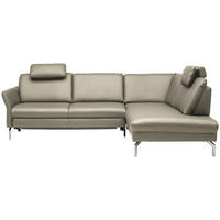 ECKSOFA in Echtleder Ecru  - Ecru/Alufarben, Konventionell, Leder/Metall (284/220cm) - Beldomo Premium