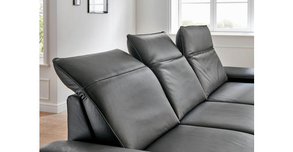 ECKSOFA Rivello Anthrazit Echtleder  - Anthrazit/Schwarz, Design, Leder/Metall (328/193cm) - Dieter Knoll