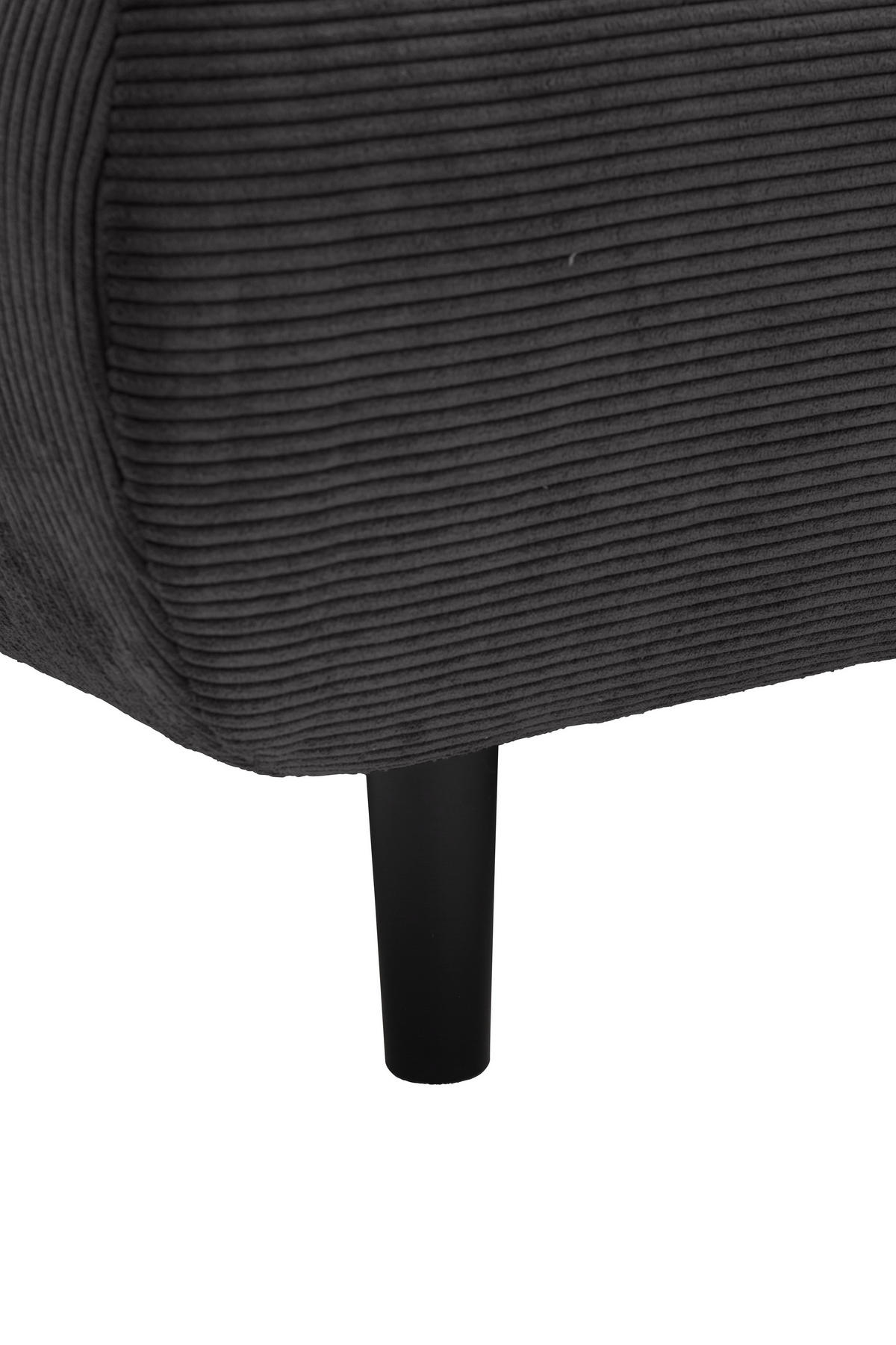 ECKSOFA Ottomane rechts, Eckteil  Mokka Feincord  - Schwarz/Mokka, Design, Holz/Textil (288/215cm) - Pure Home Lifestyle
