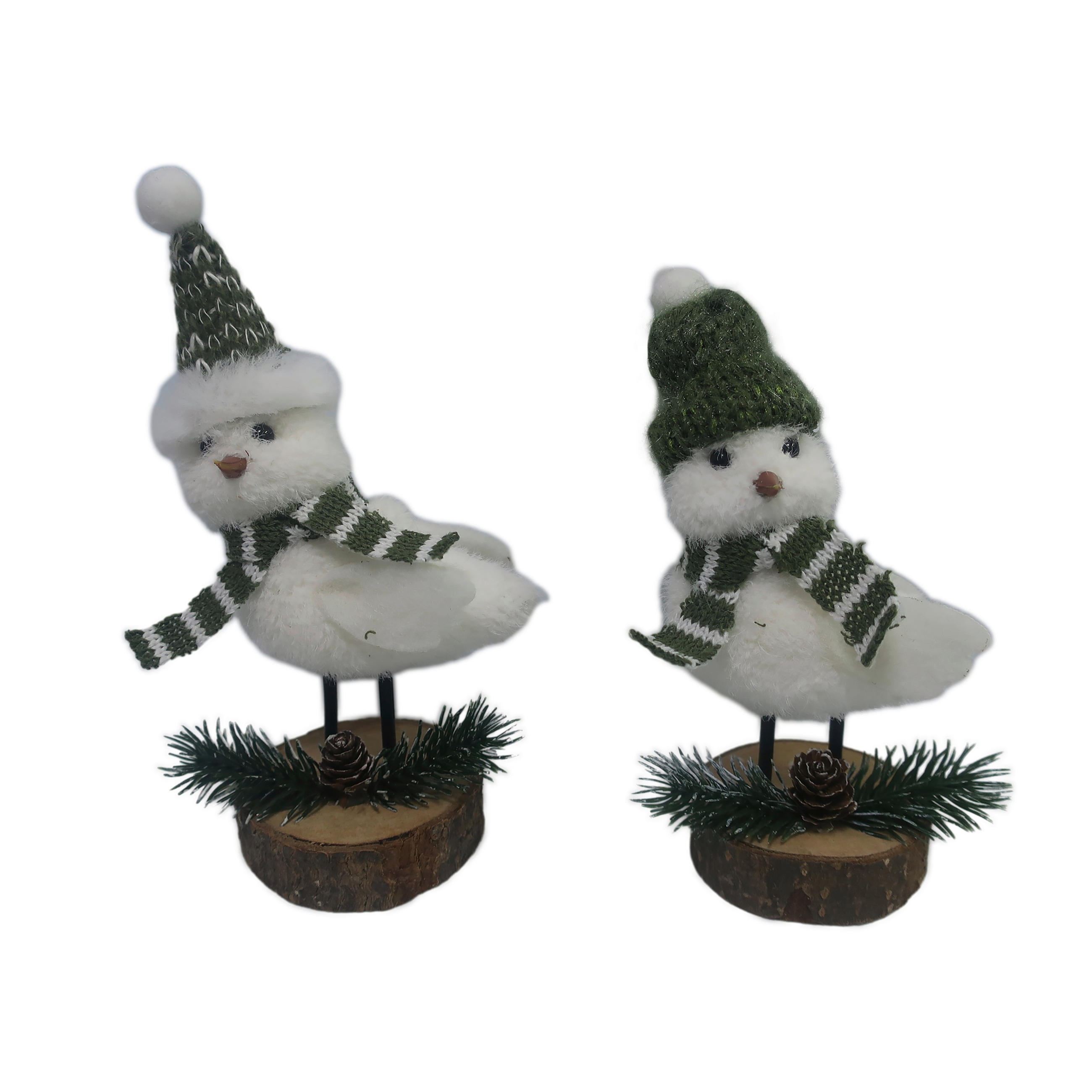 DEKORAČNÍ PTÁK - bílá/zelená, Lifestyle, dřevo/textil (7/19/7cm) - X-Mas