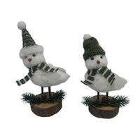 DEKORAČNÝ VTÁK - biela/zelená, Lifestyle, drevo/textil (7/19/7cm) - X-Mas