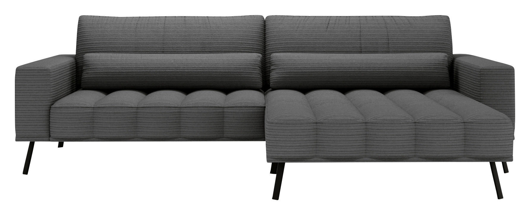 ECKSOFA Anthrazit Cord  - Anthrazit/Schwarz, Design, Textil/Metall (291/204cm) - Lomoco