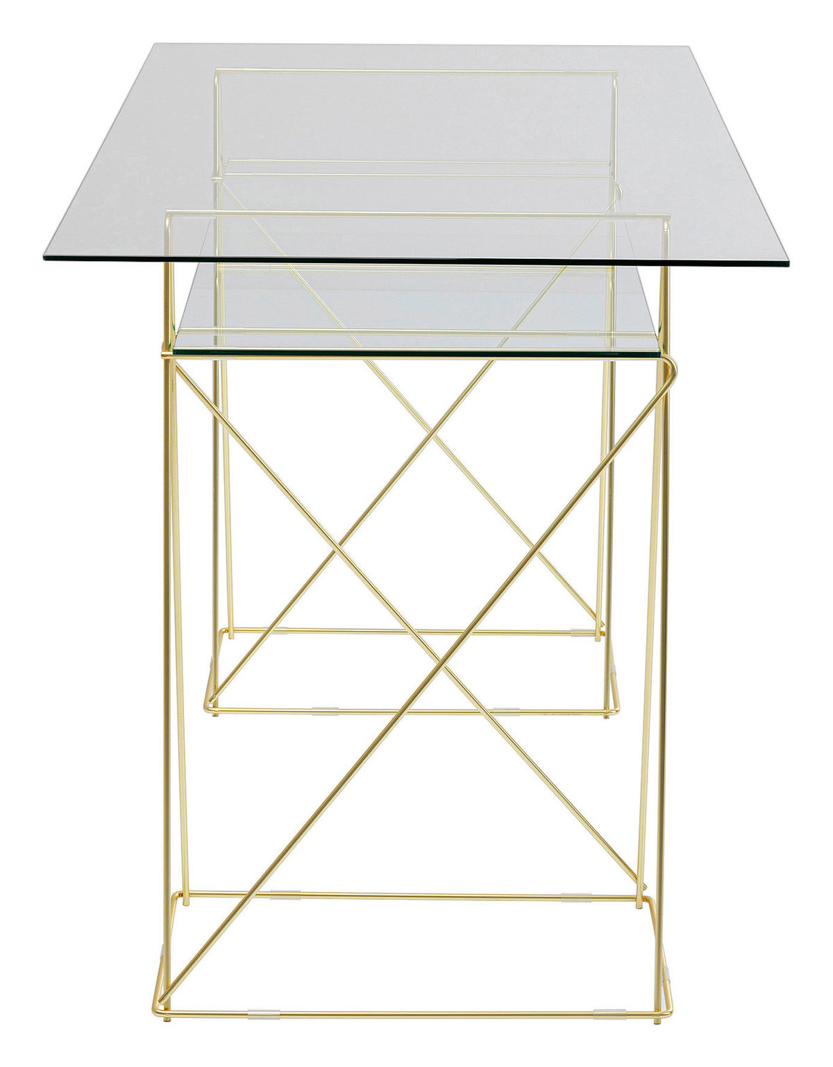 SCHREIBTISCH 135/65/74 cm  in  - Messingfarben, LIFESTYLE, Glas/Metall (135/65/74cm) - Kare-Design