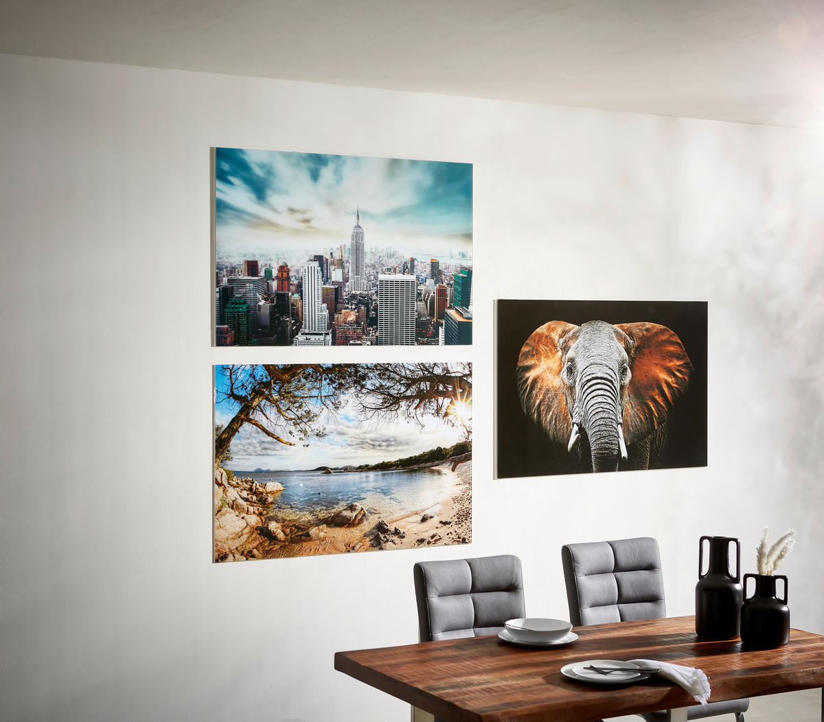 GLASBILD Städte 120/80 cm  - Blaugrau, Basics (120/80cm) - Monee