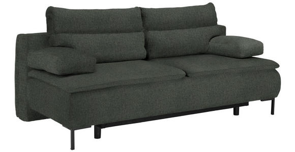 BOXSPRINGSOFA Webstoff Dunkelgrün - Dunkelgrün/Schwarz, Design, Textil/Metall (202/93/100cm) - Novel