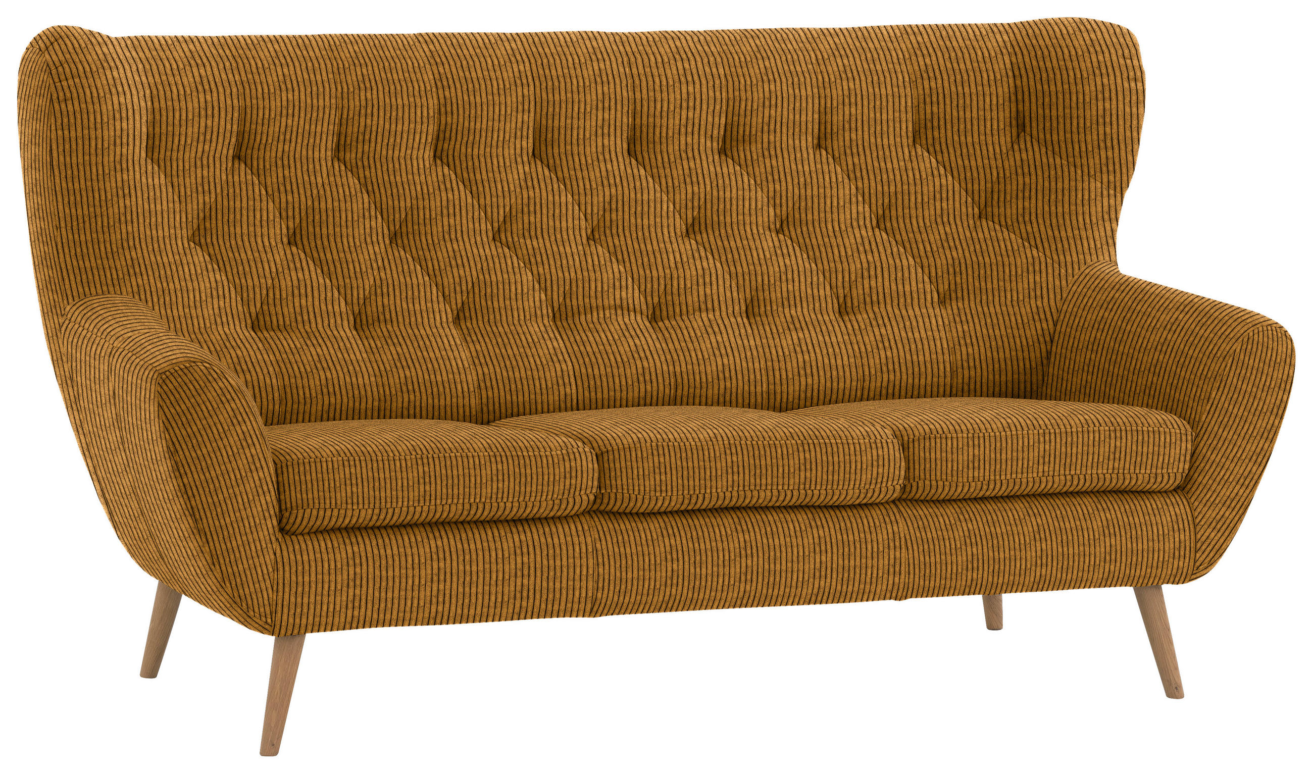 3-SITZER-SOFA in Cord Currygelb  - Currygelb, Design, Holz/Textil (187/101/95cm) - Stylife
