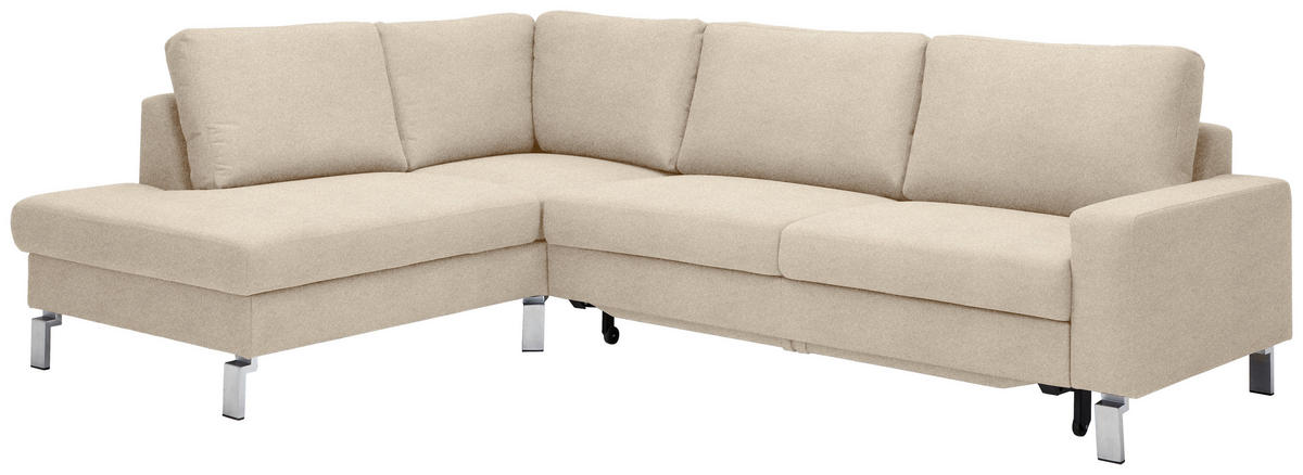 ECKSOFA in Flachgewebe Beige  - Chromfarben/Beige, Design, Textil/Metall (200/276cm) - Hom`in