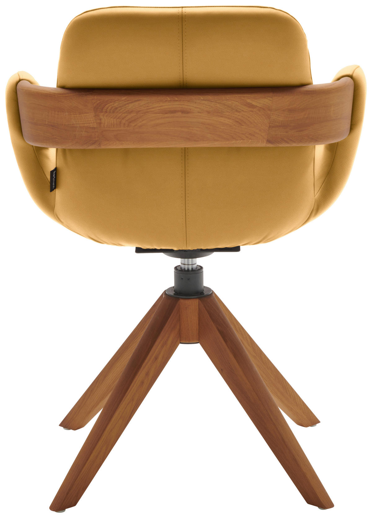 ARMLEHNSTUHL  Lederauswahl, Stoffauswahl, Typenauswahl, Sitzfläche 360° drehbar, automatische Rückholfunktion  Echtleder  - Currygelb/Eichefarben, Natur, Leder/Holz (60/86/60cm) - Valnatura