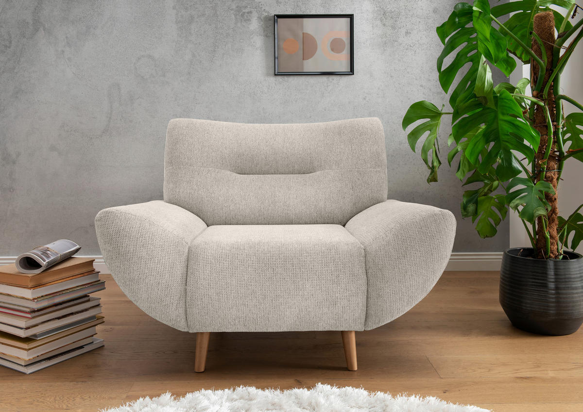 SESSEL in Chenille Beige  - Wildeiche/Beige, Modern, Holz/Textil (111/81/90cm) - MID.YOU