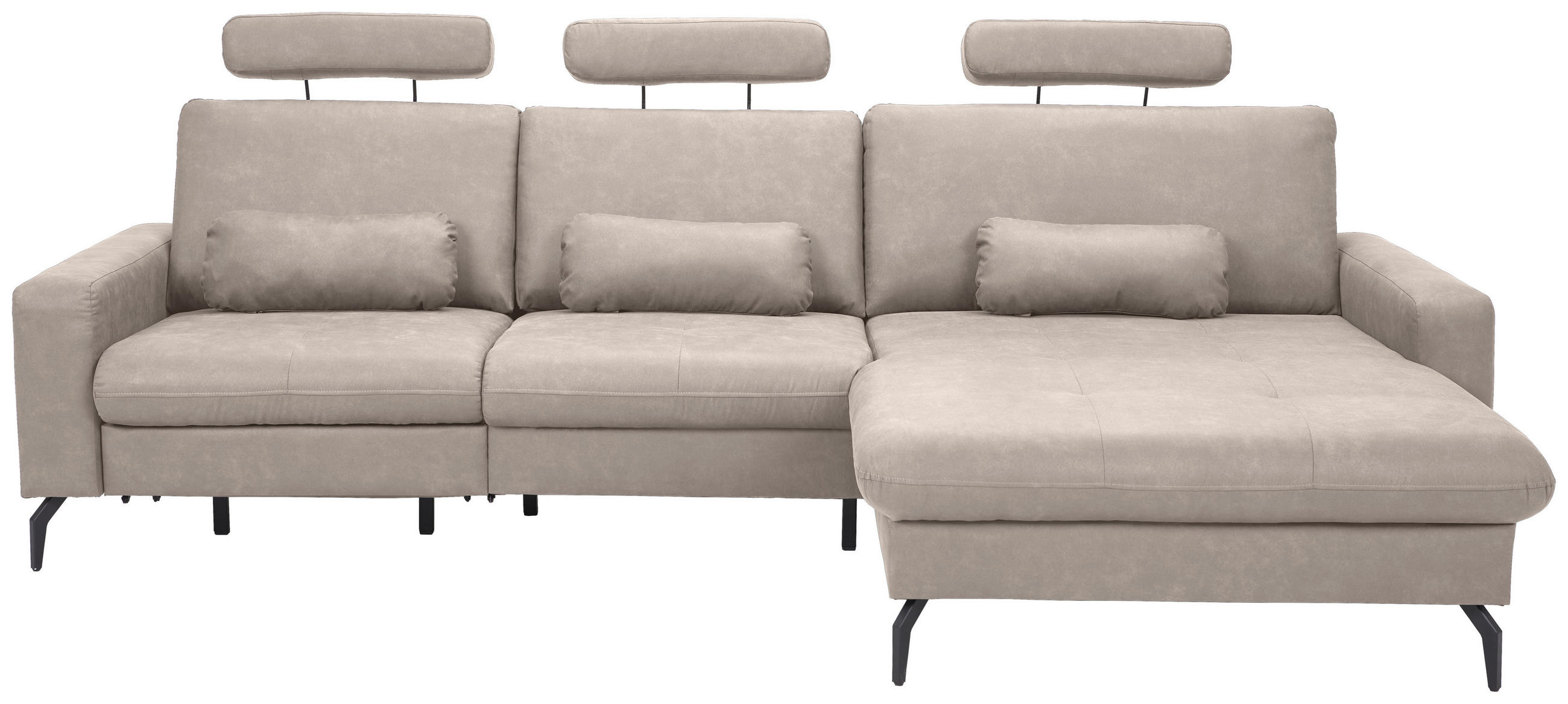 ECKSOFA Grau Mikrofaser  - Schwarz/Grau, KONVENTIONELL, Textil/Metall (302/180cm) - Carryhome