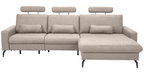 ECKSOFA  in Mikrofaser Grau  302/180 cm  - Schwarz/Grau, KONVENTIONELL, Textil/Metall (302/180cm) - Carryhome