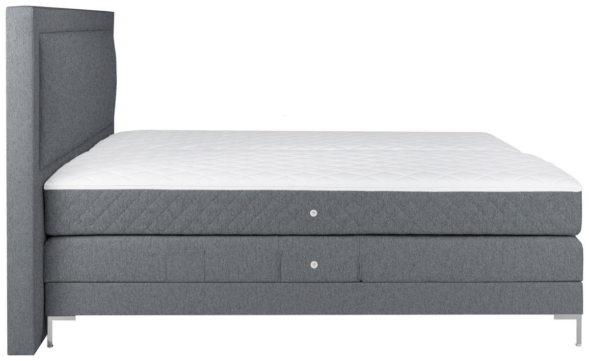 BOXSPRINGBETT 180/200 cm  in Dunkelgrau  - Dunkelgrau/Alufarben, Design, Textil/Metall (180/200cm) - Welnova