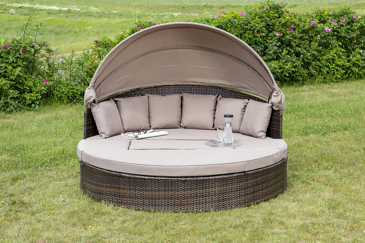 GARTENMUSCHEL 180/88/183 cm  - Taupe/Braun, KONVENTIONELL, Kunststoff/Textil (180/88/183cm) - Gardenson