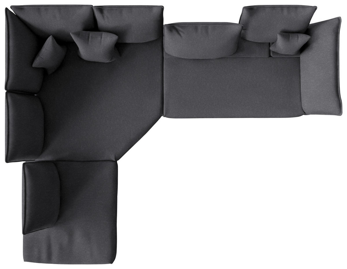 ECKSOFA  in Chenille, Flachgewebe Graphitfarben  272/340 cm  - Schwarz/Graphitfarben, MODERN, Textil/Metall (272/340cm) - W.Schillig