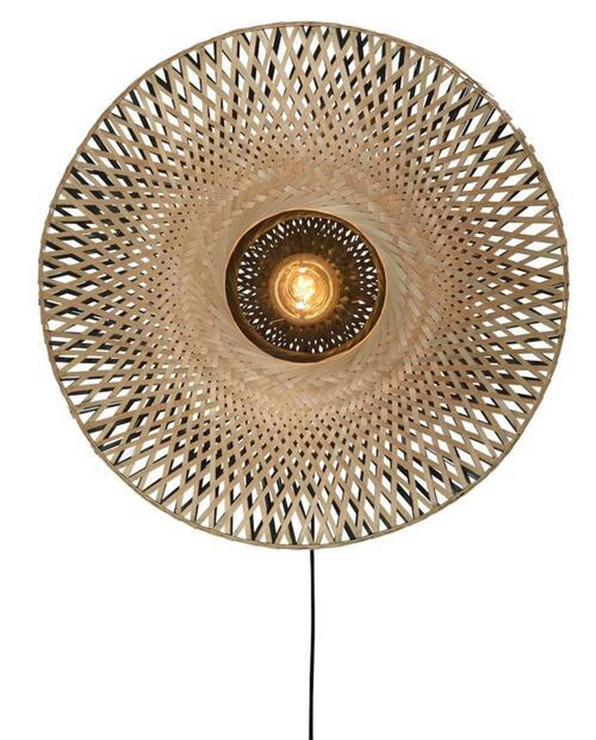 WANDLEUCHTE Kalimantan 60/15 cm   - Hellbraun/Schwarz, Natur, Naturmaterialien (60/15cm) - Good & Mojo