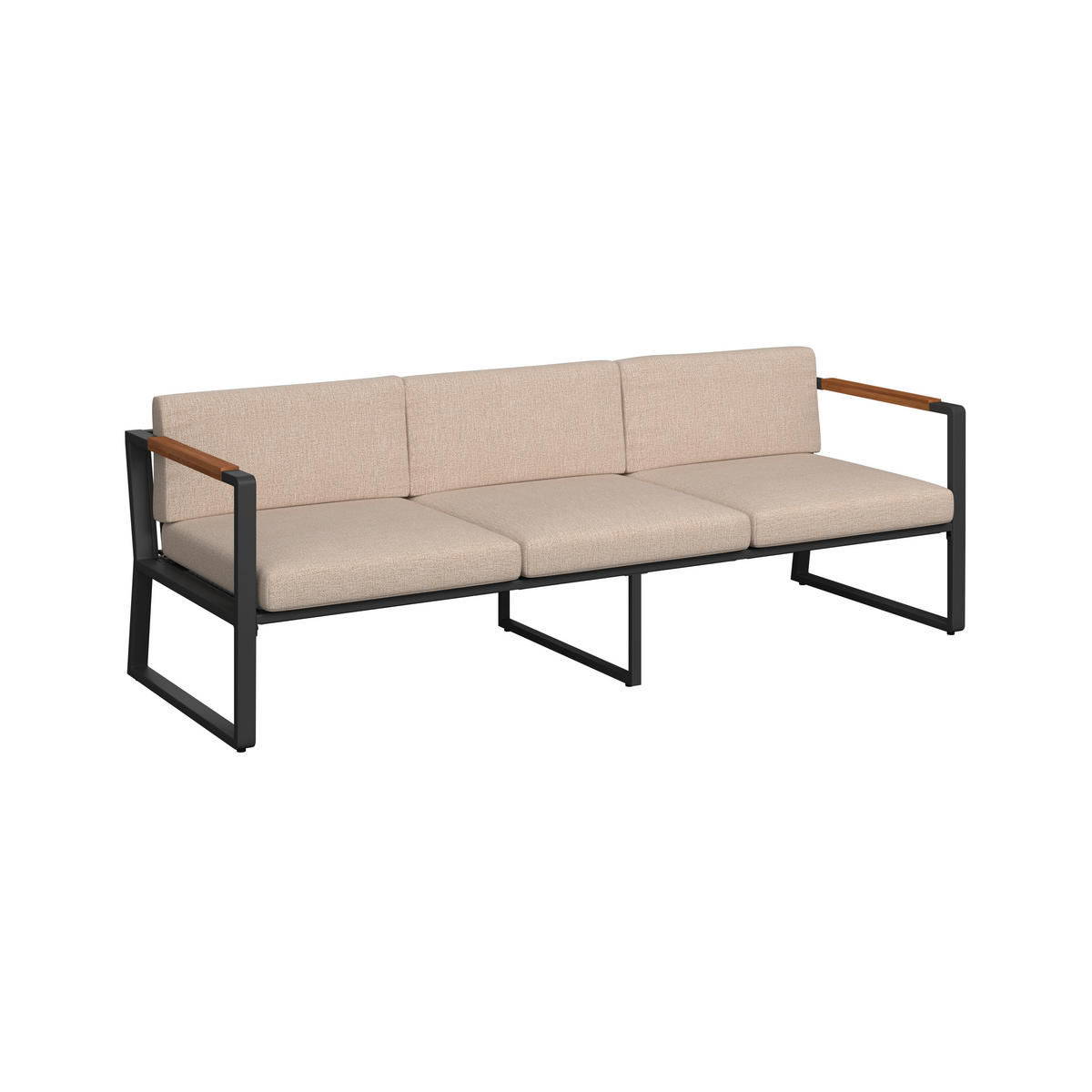 LOUNGEGARNITUR Akazie massiv Stahl  - Dunkelgrau/Beige, MODERN, Holz/Metall (206l) - Ambia Garden