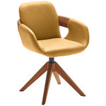 ARMLEHNSTUHL  Lederauswahl, Stoffauswahl, Typenauswahl, Sitzfläche 360° drehbar, automatische Rückholfunktion  Echtleder  - Currygelb/Eichefarben, Natur, Leder/Holz (60/86/60cm) - Valnatura