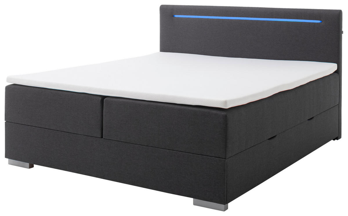 BOXBETT 180/200 cm  in Anthrazit  - Edelstahlfarben/Anthrazit, MODERN, Kunststoff/Textil (180/200cm) - Livetastic