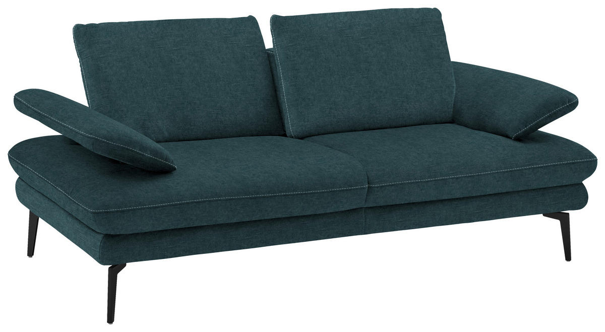 2,5-SITZER in Velours Petrol  - Beige/Petrol, Design, Textil/Metall (196/89/104cm) - Dieter Knoll