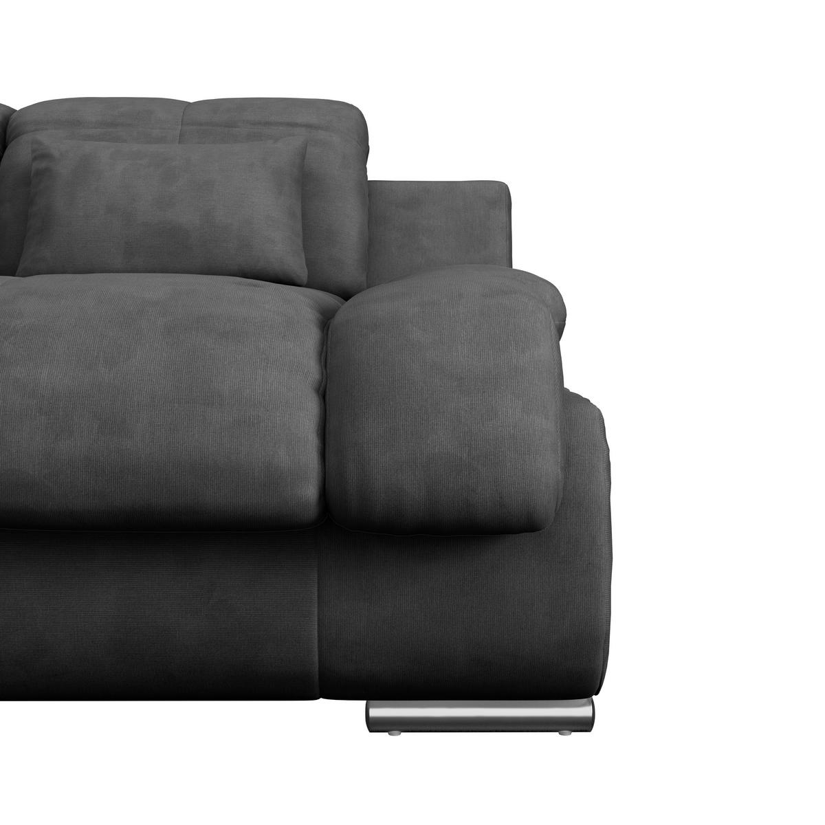 WOHNLANDSCHAFT Anthrazit Mikrofaser  - Chromfarben/Anthrazit, MODERN, Textil/Metall (228/345/184cm) - MID.YOU