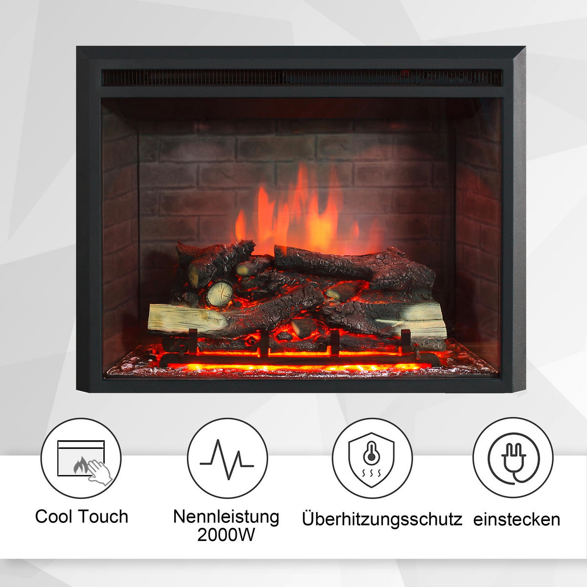 ELEKTROKAMIN - Schwarz, Basics, Metall (89/72/32cm)